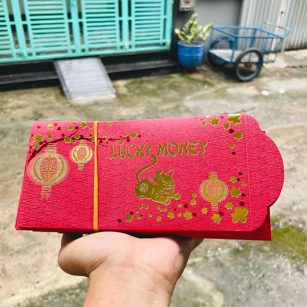 {SẴN HÀNG} 10 CÁI Bao Lì Xì Cao Cấp : Hồng Bao Đỏ Lucky Money Hình Con Mèo 2023 Ép Kim Sang Trọng , Tặng Lì Xì Tết NELI