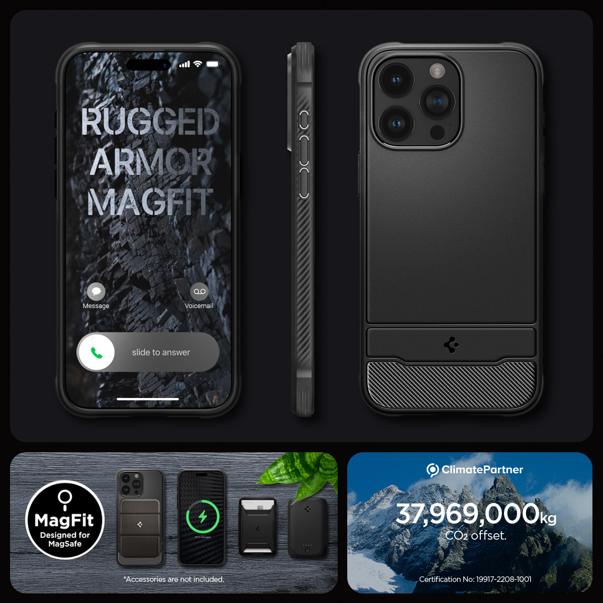 Ốp lưng dành cho iPhone 15 Pro Max SPIGEN Rugged Armor Magfit - Hàng Chính Hãng