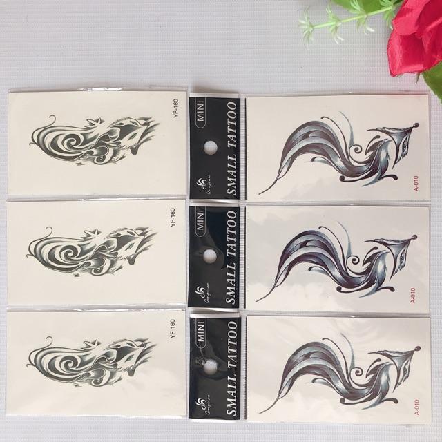 Combo 6 tấm hình xăm dán hồ ly 10x6cm