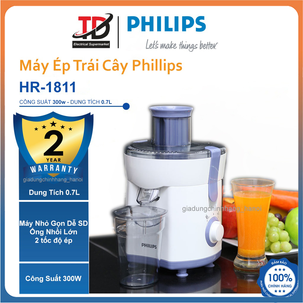 Máy Ép Trái Cây Philips HR1811 - Công Suất 300w - Hàng Chính Hãng