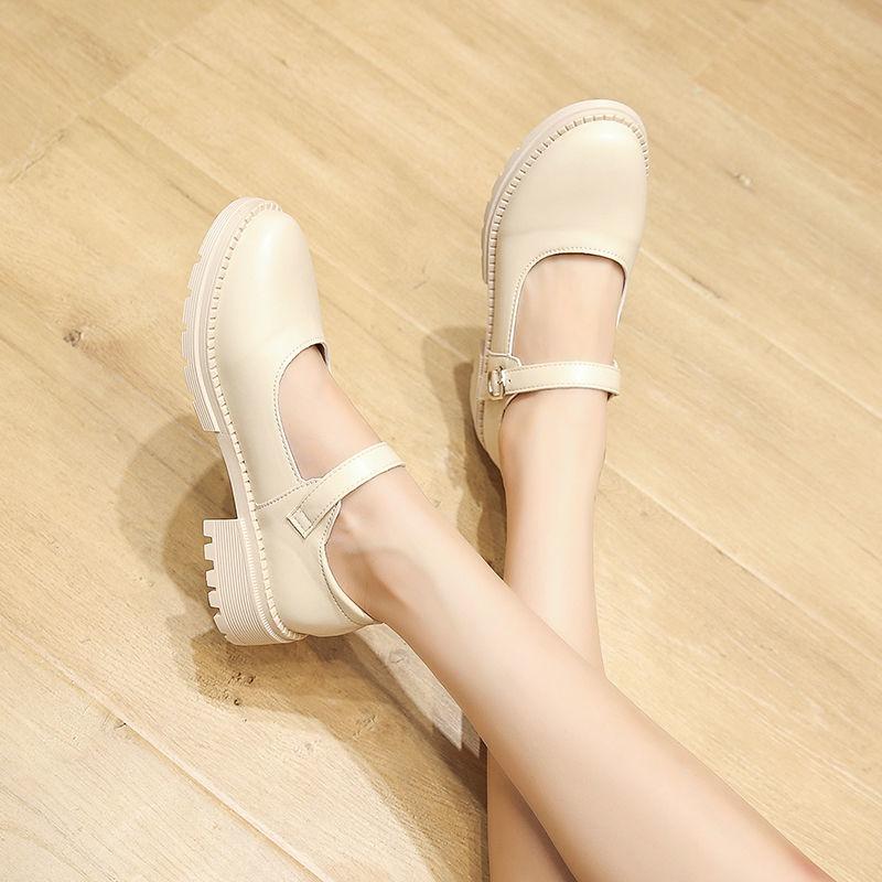 Aomai bow leather shoes autumn 2021 new net red JK shoes versatile single shoes women's Retro Mary Jane women's shoes