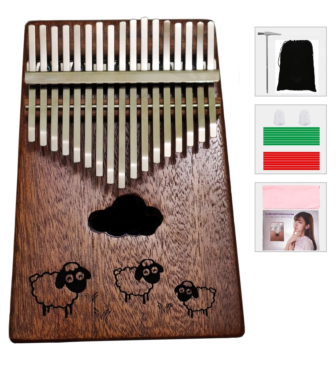 Đàn kalimba 17 phím hoạt hình IM667-KLI001- Đầy đủ phụ kiện, âm vang, phím chuẩn