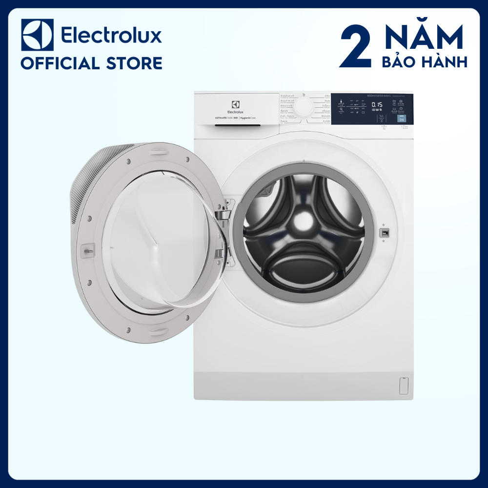 [Miễn phí giao hàng toàn quốc] [Miễn phí lắp đặt] Máy giặt cửa trước Electrolux 8kg UltimateCare 300 - EWF8024D3WB - Giặt hơi nước diệt 99.9% vi khuẩn hiệu quả trên nhiều loại vải khác nhau, tiết kiệm điện năng [Hàng Chính Hãng]