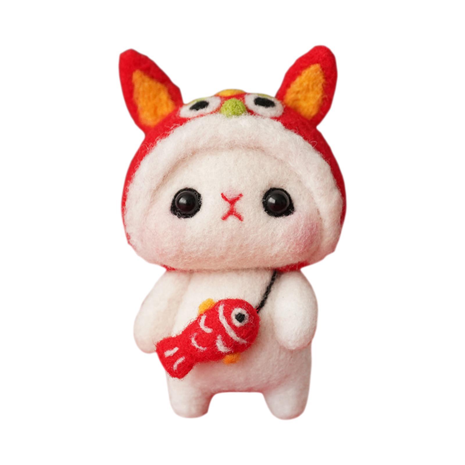 Bunny Felting Kit with Tools Animal Doll Keychain Gift for Holiday