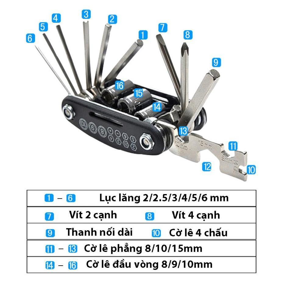 Dụng cụ sửa chữa đồ dùng, xe đạp đa năng 16 món tiện dụng