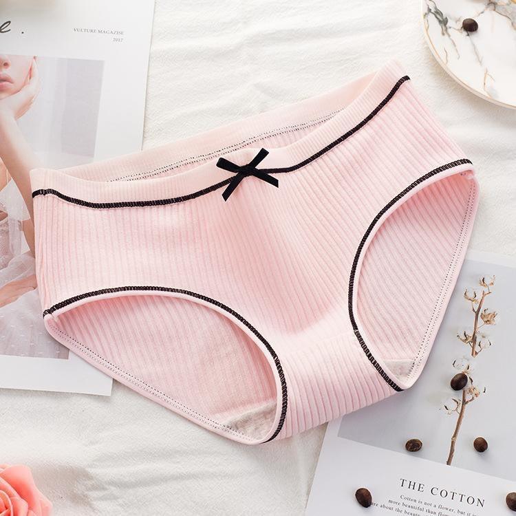 Quần chip nữ kháng khuẩn cotton viền nơ đen dễ thương - quần lót co dãn mềm mịn