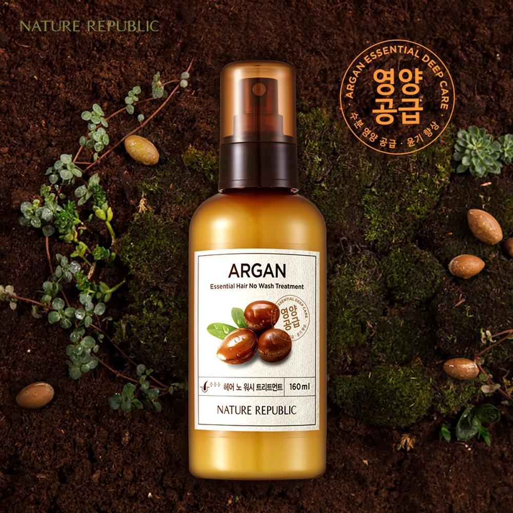 Nature Republic xịt dưỡng chăm sóc tóc Argan Essential Hair No Wash Treatment Pack 160ml