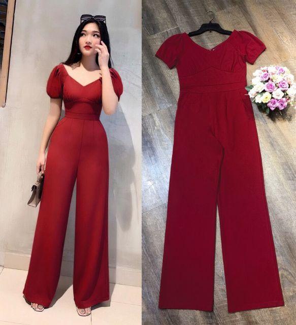 Jum dài ống suông cổ tim tay bo thun xinh xắn