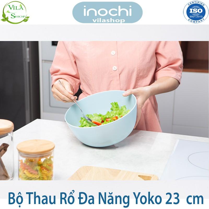 Thau Rổ Nhựa, Bộ Thau Rổ ĐA NĂNG Yoko 23cm, Chính Hãng Inochi, Nhựa PP Nguyên Sinh - Kháng Khẩu - Khử Mùi