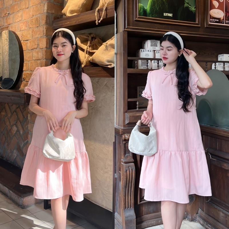Đầm Bầu Phom Đuôi Cá Cổ Bèo Phối Tay Bèo Chất Xốp Hàn Nhẹ Nhàng Diện Đi Làm, Đi Chơi Xinh - Đen
