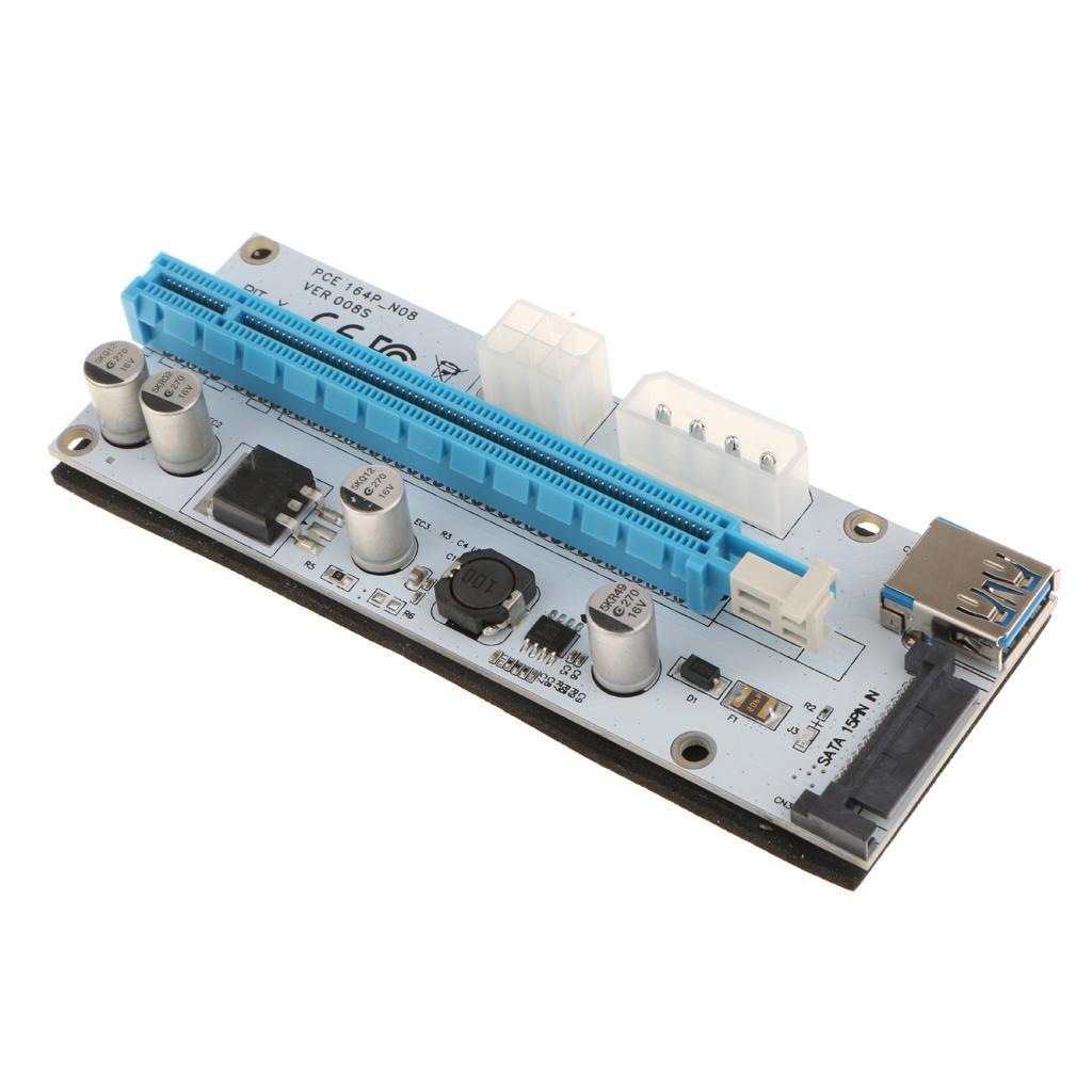 008S PCI-E Express 1x to16x Extender Riser Card Adapter with USB3.0 Cable
