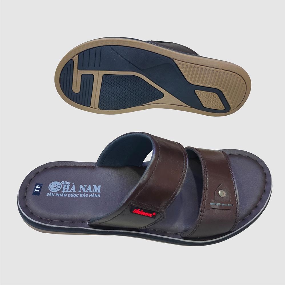 Dép Nam Quai Ngang HÀ NAM Da Bò Thật Cao Cấp DNA2157c