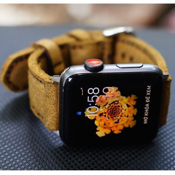 Dây apple watch da bò lộn nâu vừa handmade - RAM classic 1960 - RAM leather