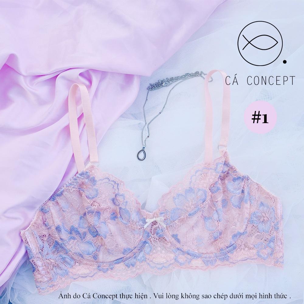 Bộ sưu tập Bra nữ CÁ CONCEPT đồ lót thiết kế bralette ren hoa hồng xanh