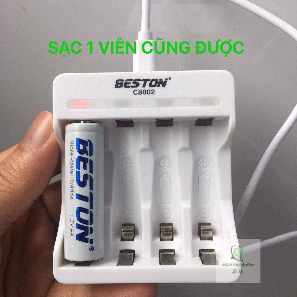 Bộ sạc pin AA AAA Beston C8002 dùng cho micro không dây, máy ảnh, điều khiển, đồ chơi trẻ em, đồng hồ