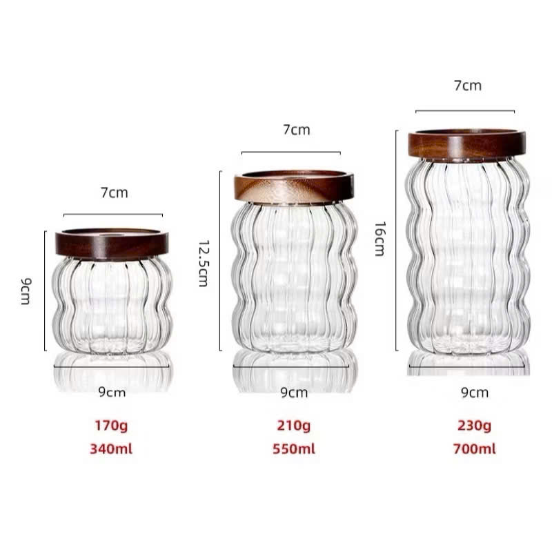 Bộ 3 Hũ Gia Vị Thuỷ Tinh Nắp Gỗ, Lọ Đựng Gia Vị Kín Hơi Với Gioăng Cao Su - HÀNG CHÍNH HÃNG MINIIN