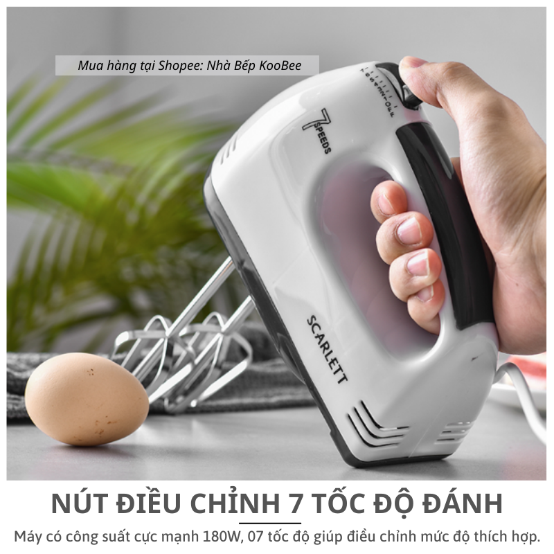 Dụng cụ đánh trứng cầm tay công nghệ mới 7 tốc độ công suất 180W