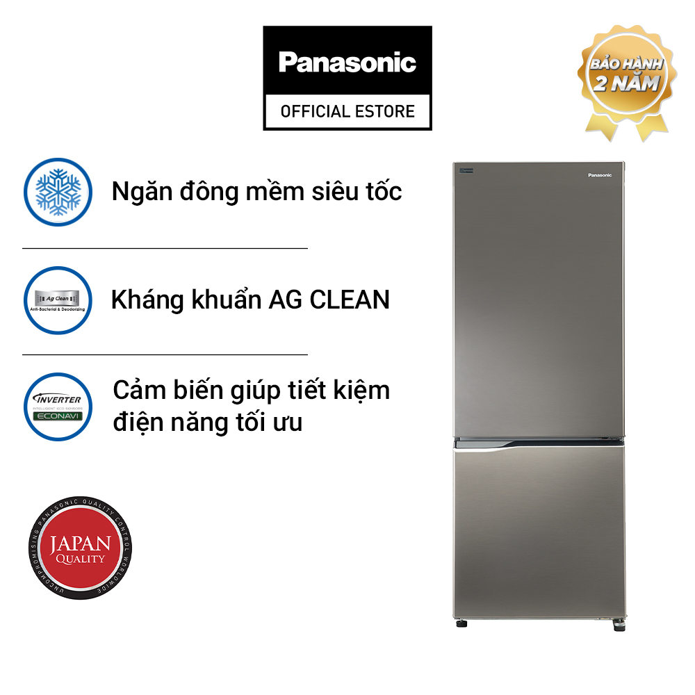 Tủ Lạnh 2 Cánh Panasonic 290 Lít NR-BV320QSVN ngăn đá dưới - Ngăn đông mềm siêu tốc - Hàng chính hãng