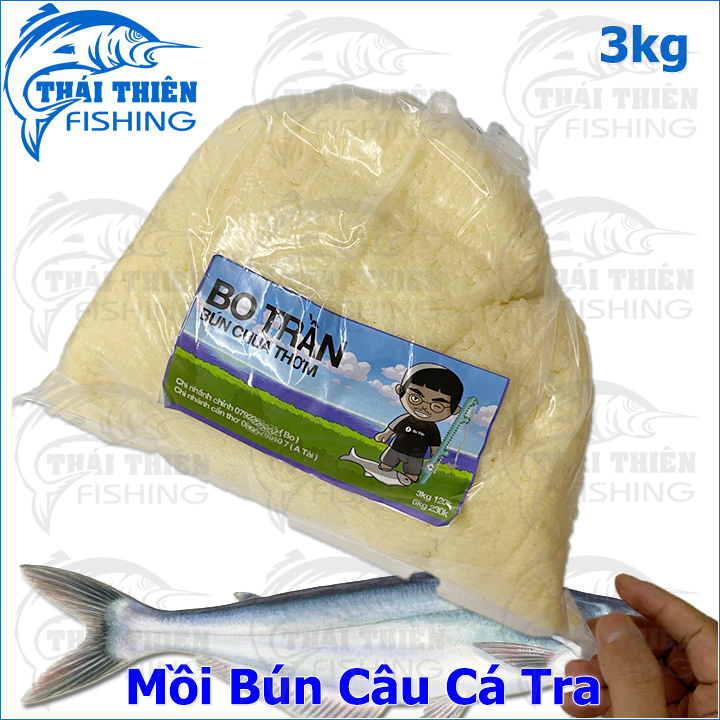 Mồi Câu Cá Tra, Bún Chua Thơm Bo Trần Túi 3kg Chuyên Tra Sông Tự Nhiên, Hồ Dịch Vụ