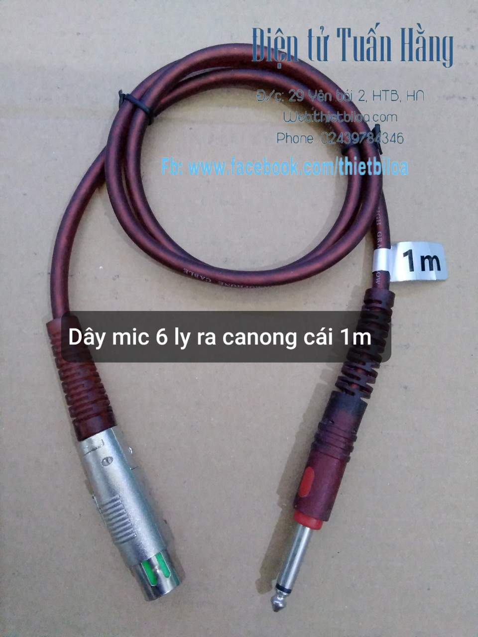 Dây mic 6 ly RA cái 1m