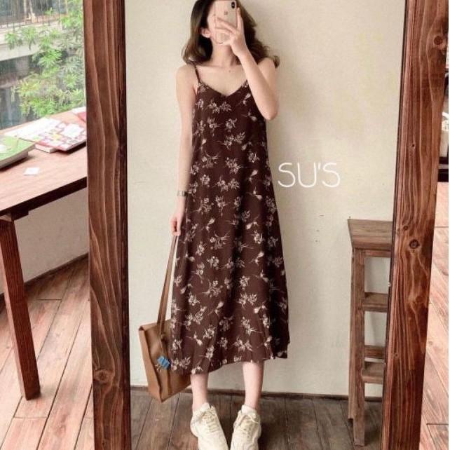 Váy 2 Dây Hoa Nhí Hình Cúc Họa Mi Vintage Mặc Đi Biển  Đầm Hai Dáng Suông  Ulzzang  Lazadavn