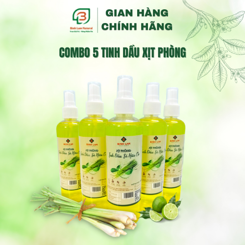 COMBO 5 CHAI XỊT PHÒNG TINH DẦU SẢ HỮU CƠ 250ML