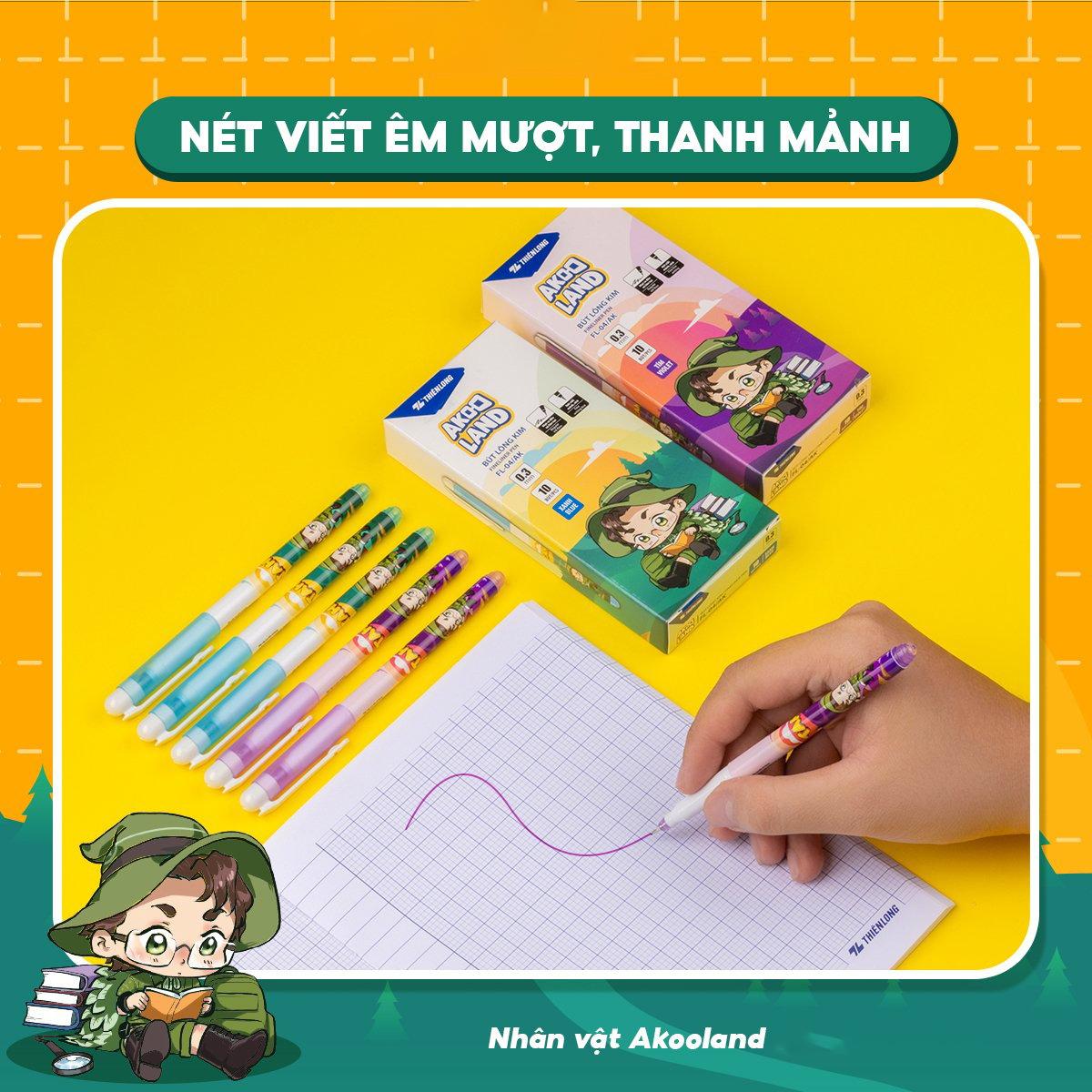 Bút Lông Kim 0.3 mm - Nhân Vật Akooland Tahi - Thiên Long FL-04/AK - Mực Tím