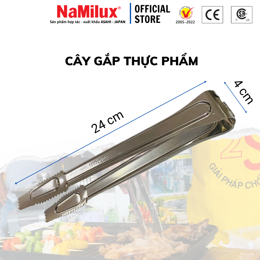 Kẹp Gắp Thức Ăn Thịt Nướng - Dụng Cụ Gắp Thực Phẩm Bằng Inox Cao Cấp  NaMilux - Hàng Chính Hãng