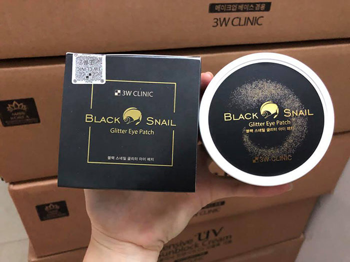 MẶT NẠ ĐẮP MẮT CHIẾT XUẤT DỊCH NHẦY ỐC SÊN BLACK SNAIL GLITTER EYE PATCH 3W CLINIC 90gr 60 Miếng