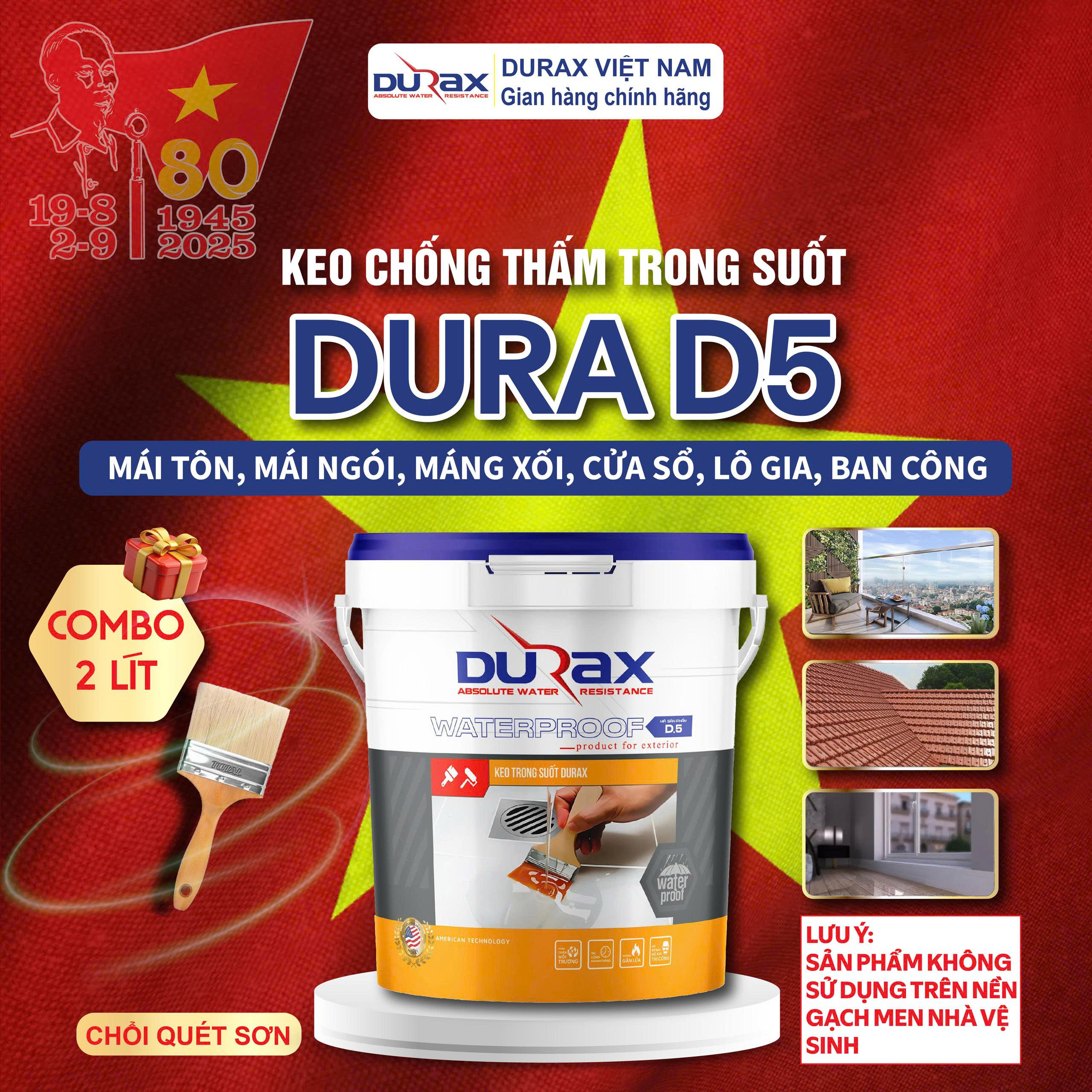 [Hàng Chính Hãng - BH 2 Năm]Keo chống thấm DURAX trong suốt - Chống thấm nền gạch, gỗ công nghiệp(DUARX trong suốt 18 kg)