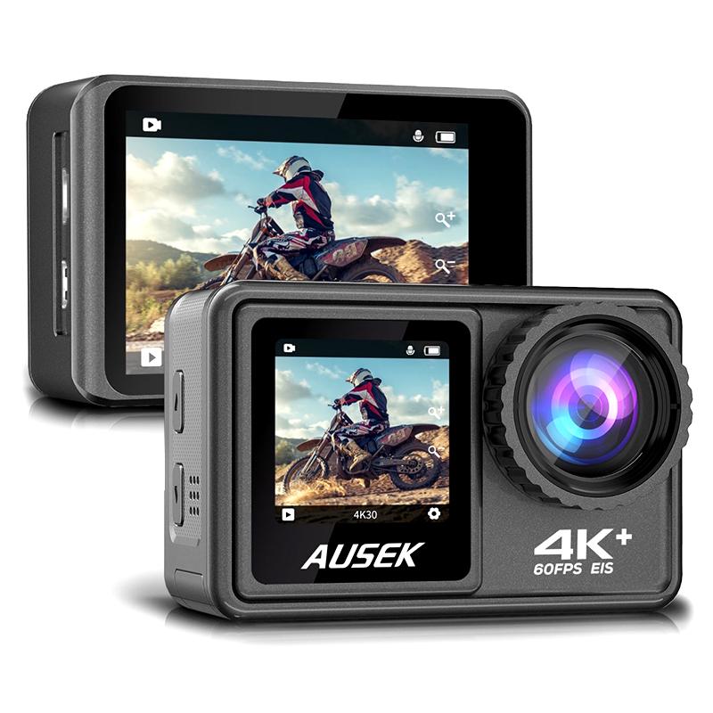 KEELEAD Action Camera with Removable Filter Lens 4K 60FPS 20MP 2.0-inch LCD EIS Dual Screen Video Shooting Waterproof Sports Cam