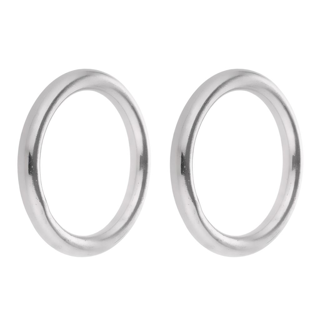 5x1 Pair Smooth Welded Polished Boat Marine Stainless Steel O Ring 6 x 45mm