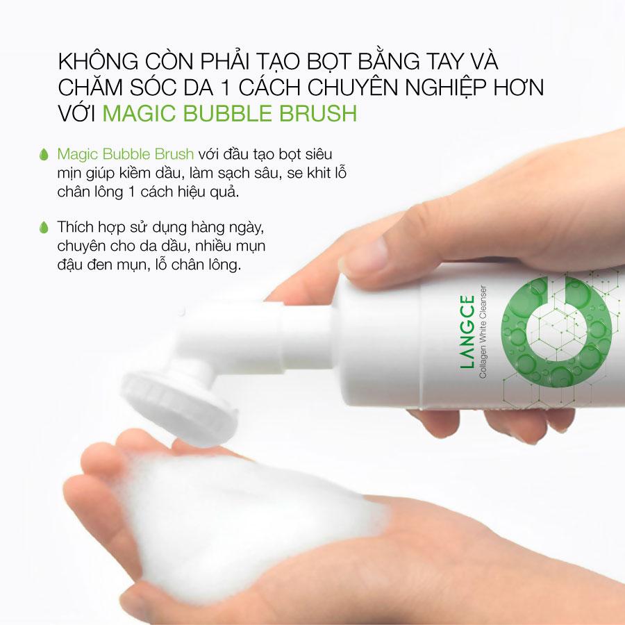 COLLAGEN WHITE RỬA MẶT CỌ MASSAGE TRẮNG DA CẤP ẨM 120ml LANGCE DÀNH CHO NAM