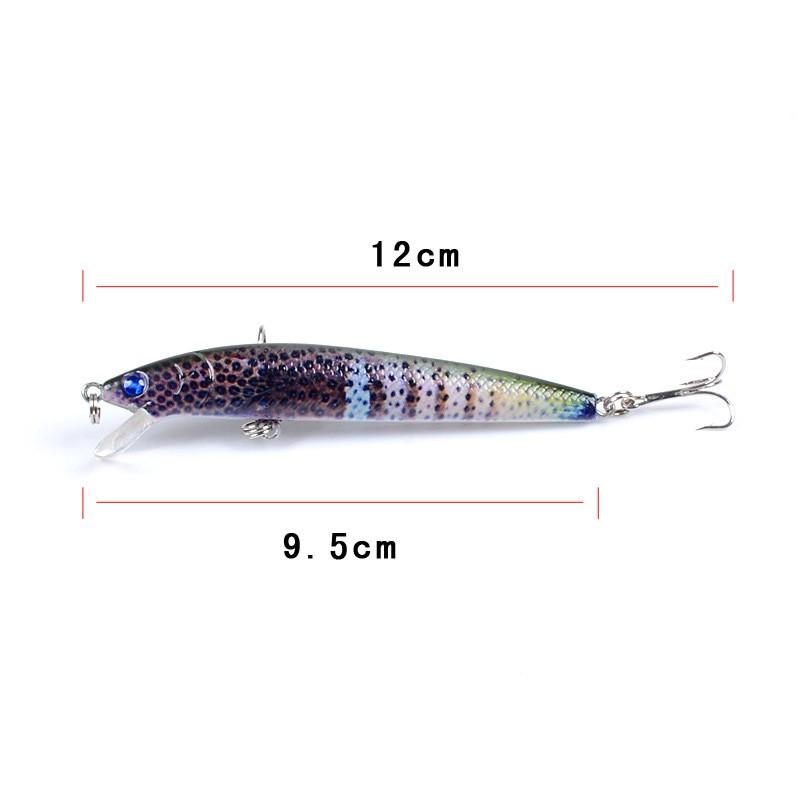 Mồi câu cá giả, mồi câu lure Minow sọc dài 9,5cm nặng 8g nhạy cá