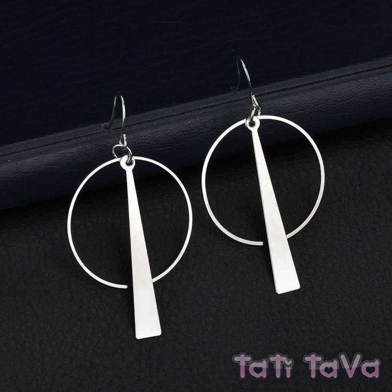 Bông tai hình học- Bông tai tròn thanh dài Tatitava
