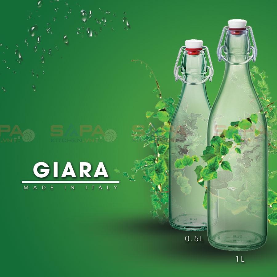 Chai thủy tinh nắp cài Giara 1L (Bormioli Rocco)-Hàng nhập khẩu