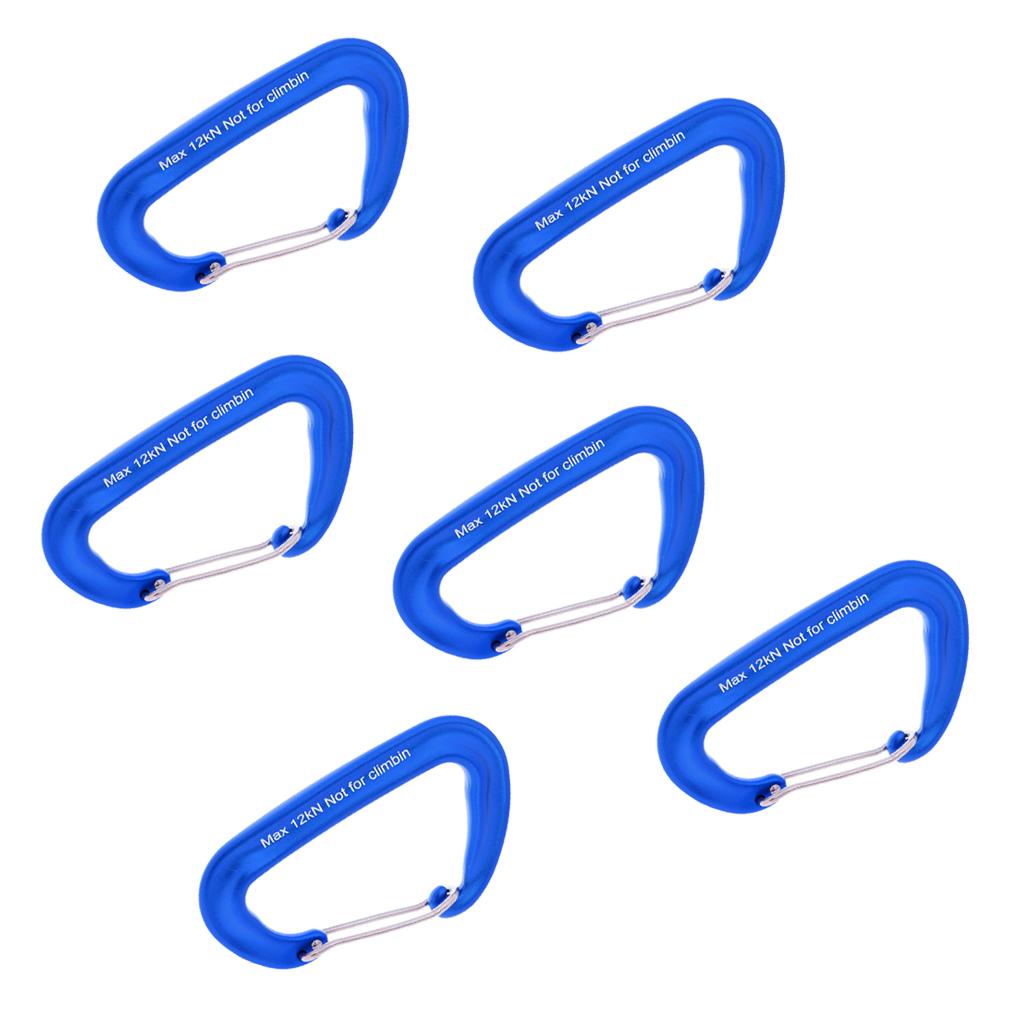 6 Pieces 2600lbs Aluminium Wire Gate Spring Clip Carabiners - Heavy Duty & Lightweight - for Hammock Camping Hiking Outdoor Backpacking