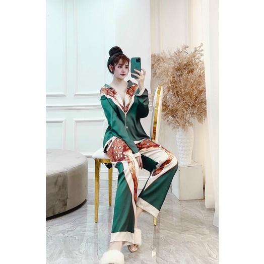 BỘ PIJAMA LỤA DÀI CAO CẤP CÁO XANH