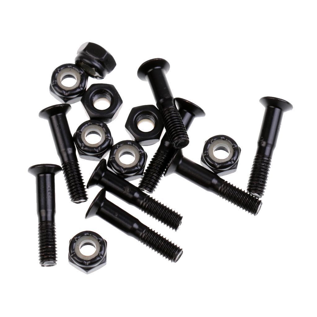 16 Sets Skateboard Screws Nuts Screw Fastener 25mm + 28mm Longboard Carbon Steel Hardware Outdoors