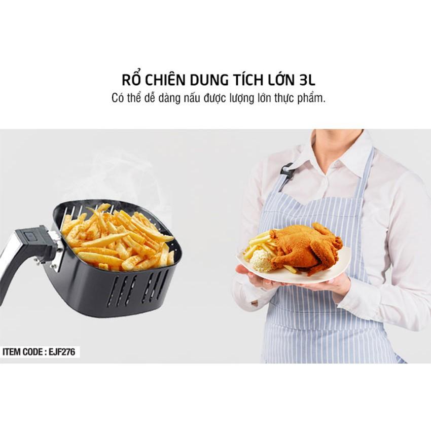 Nồi chiên không dầu Lock&amp;Lock EJF276 3 Lít - Hàng chính hãng, giảm 80% lượng mỡ tiêu thụ, màn hình led - Hapos