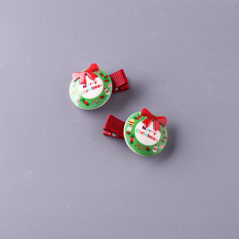 Set 2 Kẹp Tóc Mái Bọc Vải Chi Tiết Giáng Sinh