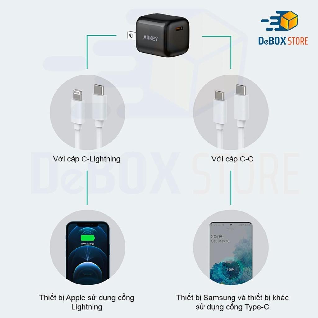 Cốc Sạc Nhanh 20W Omnia Aukey PA-B1 Pro Công nghệ GAN 2 Trong 1 PD 20W + Sạc nhanh 18W - Hàng Chính Hãng