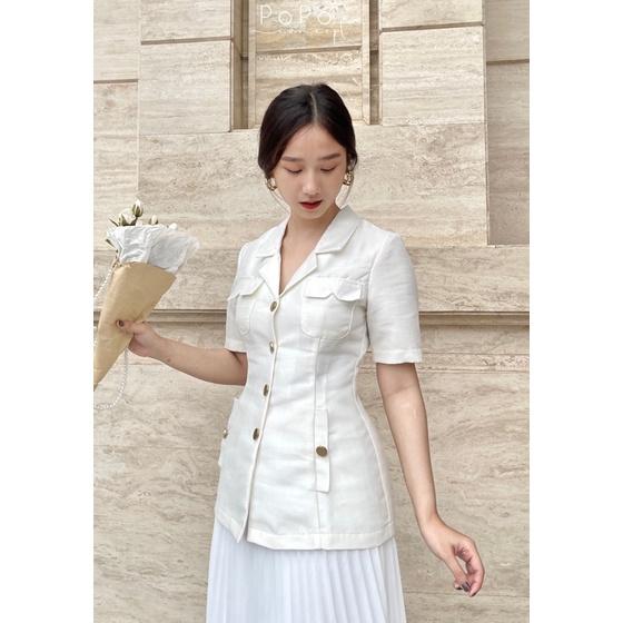 Kelly Top áo vest nút đồng nhũ