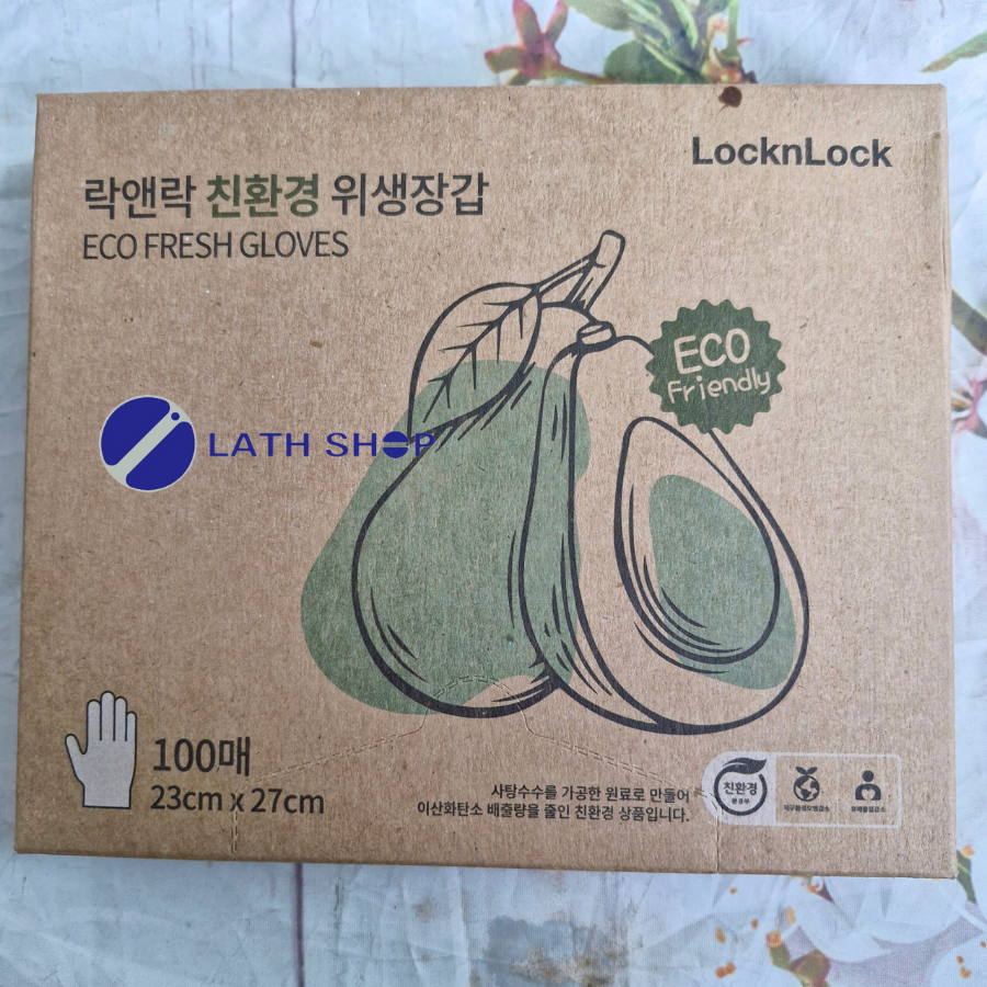 Găng Tay Dùng Một Lần Eco Fresh LocknLock LWP308/100 chiếc LWP309/200 chiếc Kích Thước 23cm*27cm, Chất Liệu Nhựa PE- Hàng Chính Hãng