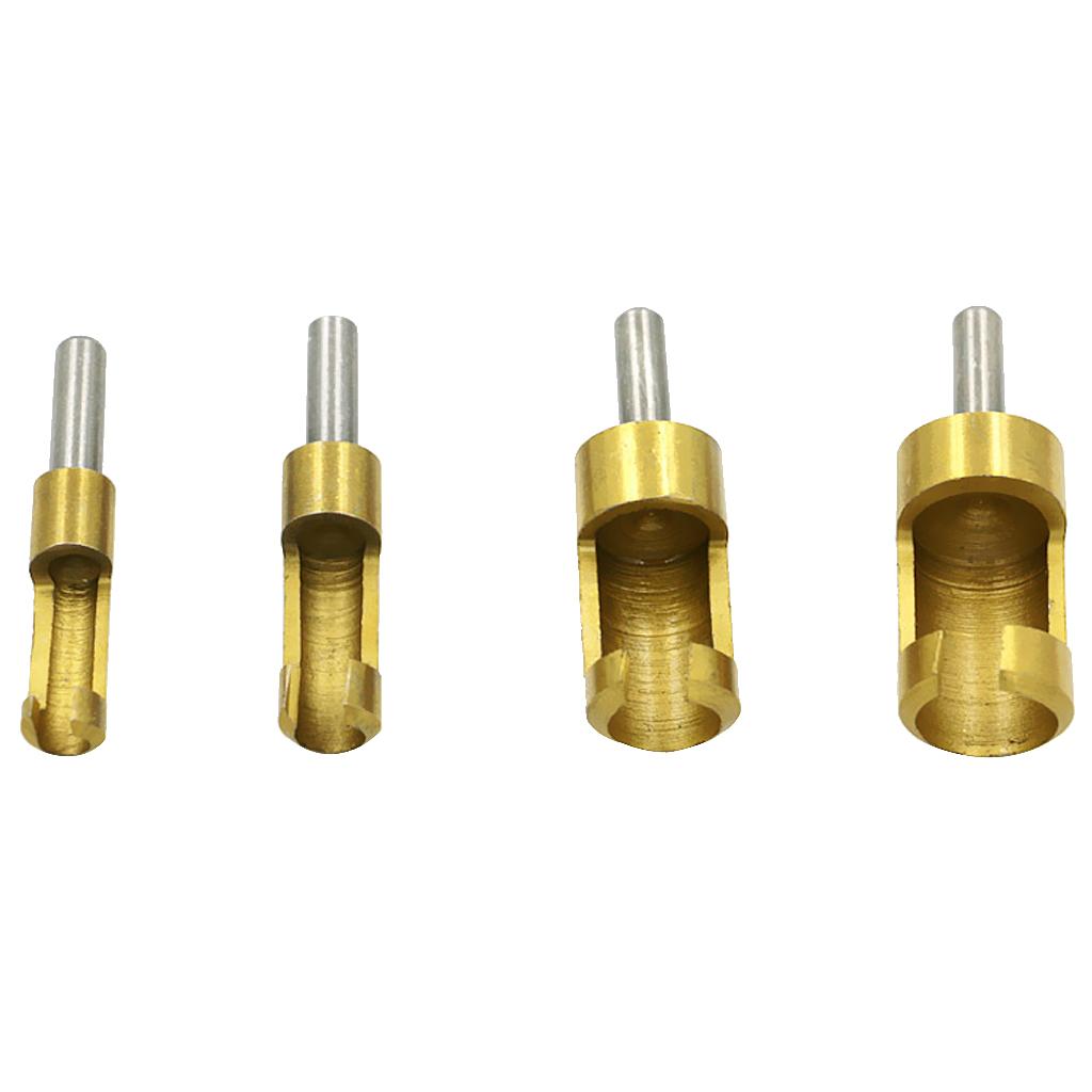 4 x 6/ 8/ 13/ 16mm Shank Carbon Steel Wood Work Plug Cutter Drill Bits Set