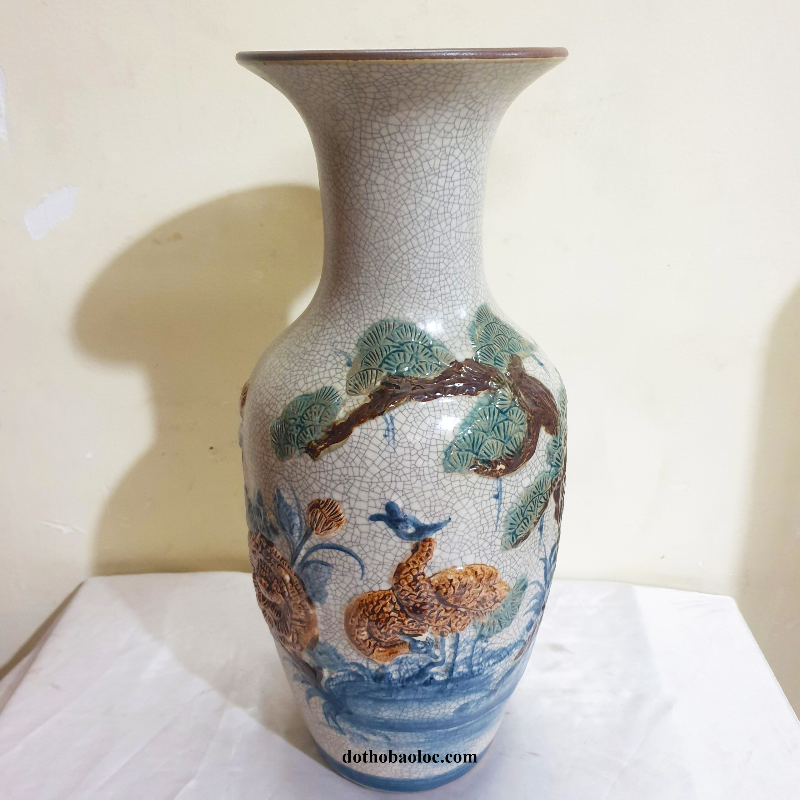 Lục bình men rạn giả cổ gốm Bát Tràng cao 46cm