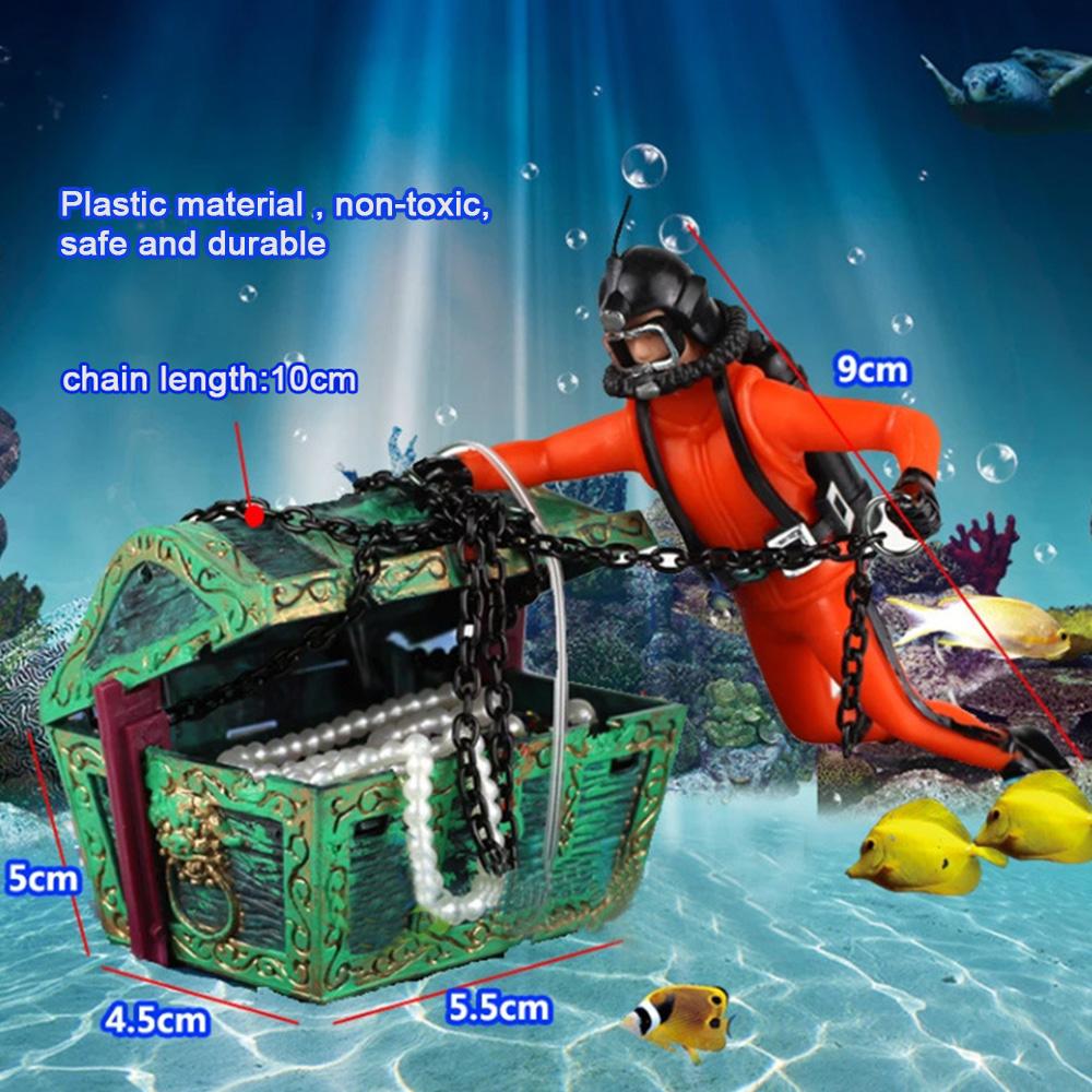 Rương kho báu và đồ trang trí cho bể cá lặn chất liệu nhựa an toàn