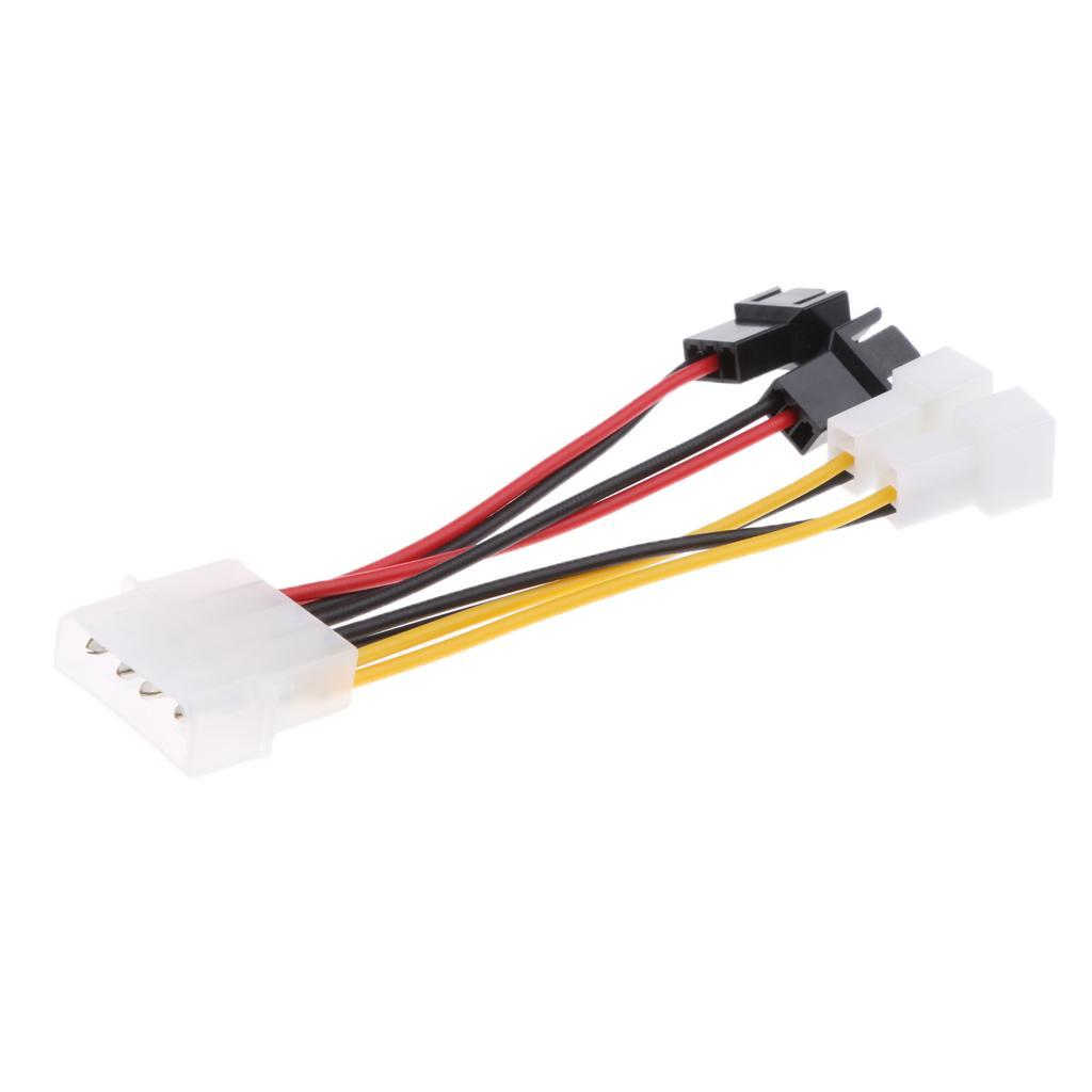 4pieces 4 Pin To Case Cooling Fan 4x 3-pin Power Speed Reduction 2x5V 2x12V