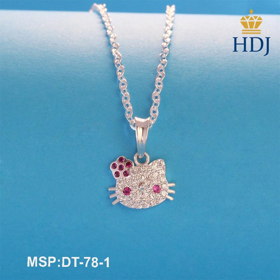 Dây chuyền bạc, vòng cổ cho bé  hình Hello Kitty đính đá đẹp trang sức  HDJ mã DT-78-1