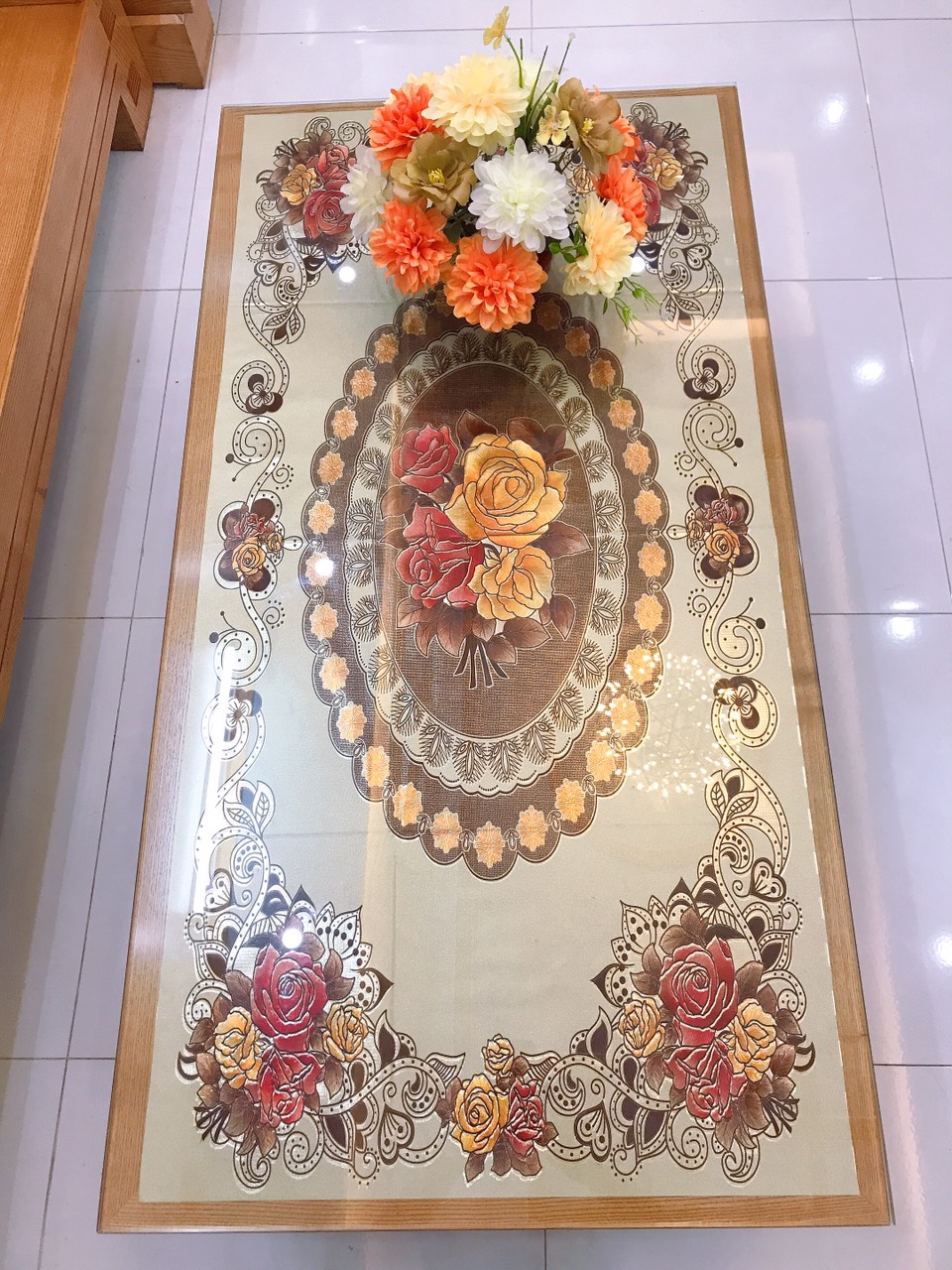 Khăn trải bàn 60*120cm, khăn trải bàn phòng khách, khăn trải bàn nhựa.